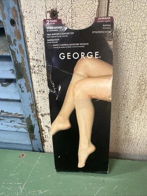 George Knee-Highs Firm Support Comfort Top Sandalfoot  One Size Suntan - Image 1 of 2