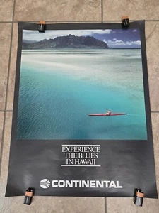 Continental Airlines Travel Ad Vntg Experience The Blues In Hawaii Beach POSTER - Picture 1 of 8