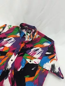 Vintage Roper Paint Western Shirt Men’s Large Short Sleeve Purple Made in USA - Picture 1 of 8