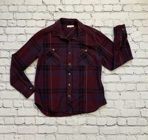 LA hearts Flannel Shirt Maroon/Blue Black Tartan Plaid Grunge Hipster Women’s M - Picture 1 of 17