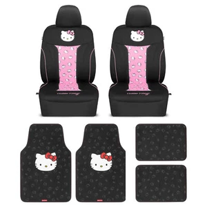 Hello Kitty Car Seat Covers with 4PC Carpet Car Floor Mats - Universal Fit fo... - Picture 1 of 7
