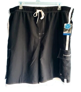 Beverly Hills Polo Club Mens Black w/ White Trim Swimsuit Shorts Size 3XL ~ NWT! - Picture 1 of 11
