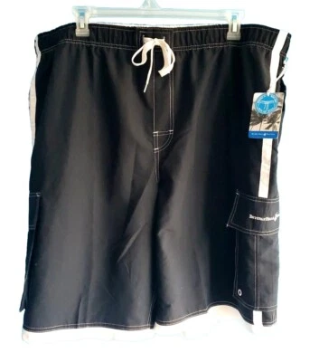 Beverly Hills Polo Club Para Hombres Negro con Borde Blanco Traje de Baño Pantalones Cortos Talla 3XL ~ ¡NUEVO CON ETIQUETAS! Foto 1 de 4