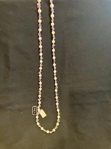 NWT Vintage MONA SO Necklace Purple Stones & Fashion Pearls - Picture 1 of 5