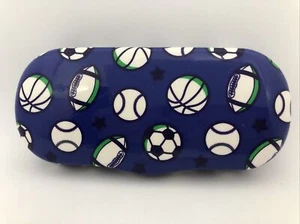 NEW Blue Sports Balls Kids Hard Clamshell Eyeglasses Case - Picture 1 of 7