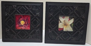 Pair ofHobby Lobby Picture Frames - Hanging or Tabletop Floral Images 3x3 photos - Picture 1 of 11