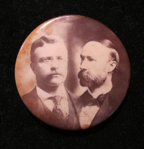 POLITICAL PHOTO BUTTON: THEODORE ROOSEVELT / FAIRBANKS 2 1/4". PRESIDENTIAL - Picture 1 of 4