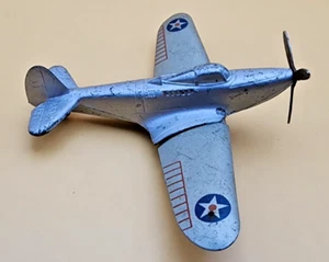 VTG 1930's Hubley P-39 US Army Pursuit Diecast Plane w Tin Litho Wings. Silver - Picture 1 of 5