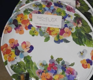 Rachel Zoe Melamin Blumen Stiefmütterchen 9" Mittagessen Salat Teller 2er Set NEU - Bild 1 von 3