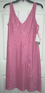Neu Jones New York ärmelloses Leinenkleid Blumenstickerei 12 rosa 129 $ neu mit Etikett - Bild 1 von 4