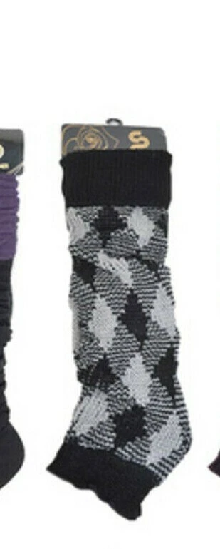 Calentadores de piernas para mujer otoño invierno sobre la rodilla talla única negro gris tejido con cable Foto 1 de 1