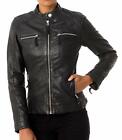 Jacket Leather Size Biker Zip Women Coat Blazer New Ladies Short Casual Black 8