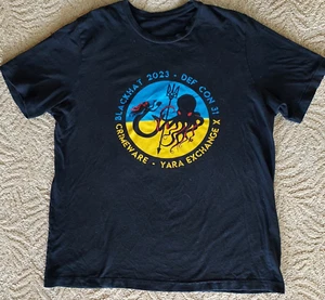 Rare Vintage 2023 Def Con Hacker T Shirt Double Sided Graphic Crimeware XL - Picture 1 of 8