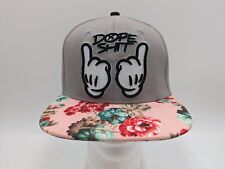 Dope Sh!t Hat Grey Floral Snap Back Two Tone Cap Hip Hop Y2K DOPE