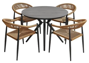 4+1 Sitzgruppe Gartenmöbel Gartengarnitur Tisch Stuhl Nylonschnur 100x100 cm - Bild 1 von 9