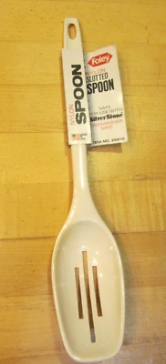 New With Tag-Vintage Foley Nylon Off-White 11-inch Slotted Spoon - Image 1 of 4