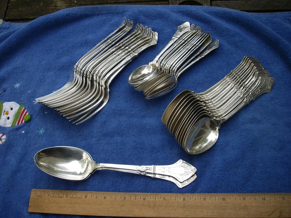 RARO! Juego de 38 piezas de cubiertos de plata George Sharp patrón gótico moneda-mono ECH-NR Foto 1 de 4