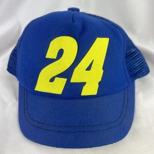 Jeff Gordon 24 Infant Ball Cap NASCAR Navy Blue Yellow Print Mesh Back - Picture 1 of 6