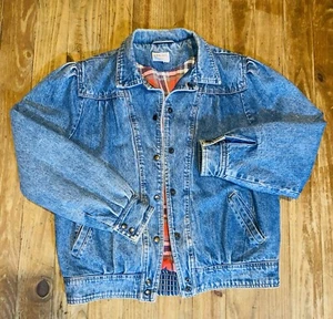 Vtg Robin Hill Men's Denim Jacket w/ Flannel Lining Size L Winter Heavyweight - Picture 1 of 9