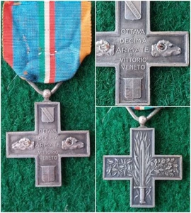 MEDAGLIA CROCE OTTAVA E DECIMA ARMATA REGIO ESERCITO 1918 MEDAL CROSS ITALY WW1 - Foto 1 di 8
