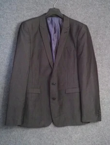 NEXT Slim Fit Suit Jacket Size 40 Regular Black Pin Striped 2 Button Close - Picture 1 of 9