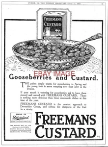 Original 1919 Advert for FREEMANS CUSTARD (Gooseberries) Antique Print Ad 732A - Picture 1 of 1