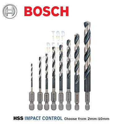 Bosch HSS HEX Shank Drill Bits Metal Steel 1/4" End Impact Control 2mm-10mm