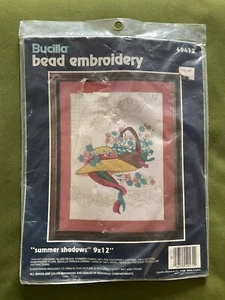 NEW VINTAGE BUCILLA SUMMER SHADOWS BEAD EMBROIDERY KIT # 49472 9" x 12" COMPLETE - Picture 1 of 2