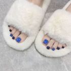 For Women Square Toe Nails Fake Toenails Full Cover Sequins French