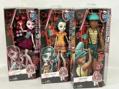 Monster High 2015 SCARNIVAL SET Draculuara_Clawd Wolf_Skelita G1 Doll_CKD70_NRFB - Image 1 of 4