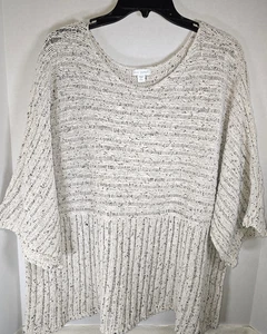 PureJill Kimono XL Off White Speckled Loose Knit Textured Oversized Sweater - Picture 1 of 8