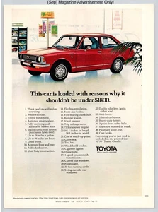 Toyota Corolla Red Coupe Features List Auto Promo Vintage 1971 Advertisement - Picture 1 of 5