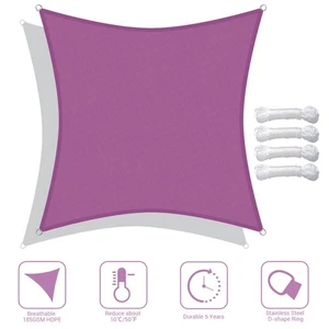10x10Ft 97% UV Block Square Sun Shade Sail Canopy Outdoor Patio Fuchsia - Picture 1 of 12