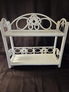 Estante de pared de bambú BOHO BLANCO ratán mimbre elegante años 70 colonial británico 18x17x7 de colección - Imagen 1 de 10