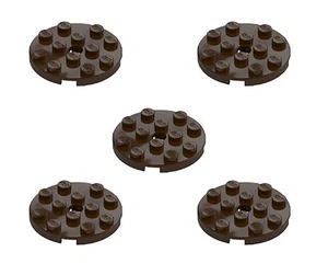 5 New LEGO Dark Brown 4x4 Round Plates with Hole 60474 rounded circle plate - Picture 1 of 6