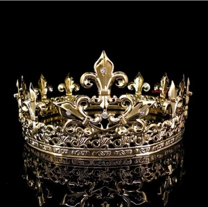 Retro Men's Metal Round Crown King Ornament Royal Cosplay Props - Picture 1 of 3