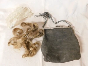 Antique Mourning 100% Real Human Blonde Hair W/ Vintage Purse - Picture 1 of 7