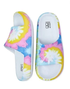 NO BOUNDARIES Women's Size 12W Comfort Pillow Slide Slipper Shoes Wide • Tie Dye - Picture 1 of 3