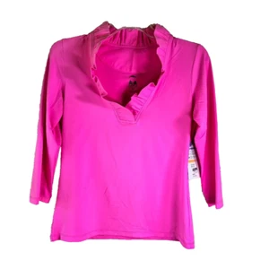 Kenny Dana 3/4 Sleeve Portrait Collar Top Hot Pink Size XS UPF50 NWT - Picture 1 of 11