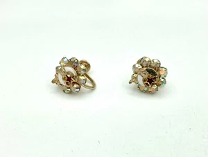 Pendientes traseros masónicos de colección Shriners - diamantes de imitación de aurora boreal - Imagen 1 de 4