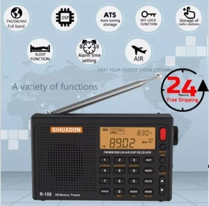 Sihuadon R-108 Radio Digital Portable Radio FM Stereo/LW/SW/MW /AIR/DSP Receiver - Zdjęcie 1 z 23