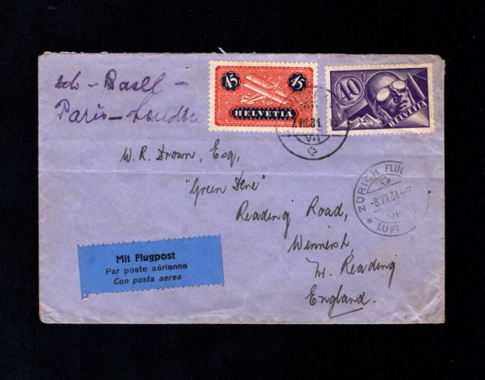 Suiza 1931 - Correo Aéreo Carta Con Buen Valores, Fr. 150 (a1533) - Imagen 1 de 1