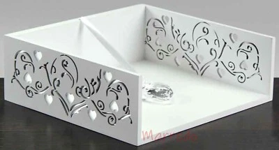 PORTATOVAGLIOLI DA TAVOLO BIANCO LEGNO MODERNO CHIC CUORE CUORI ELEGANTE 21*7 cm - Immagine 1 di 4