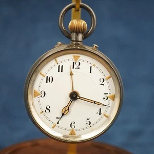 London Sterling Silver Pocket Watch w Alarm, Works" No Crystal"- Free Ship USA - Picture 1 of 9