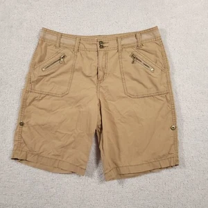 Ruff Hewn Shorts Women’s 8 Khaki Brown Bermuda Convertible Flat Front Walk Hike - Picture 1 of 14