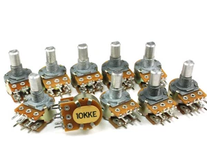 10pcs Dual 10K Ohm Audio Potentiometer Taper 1 watt 10KKE (including Hex Nuts) - Picture 1 of 2
