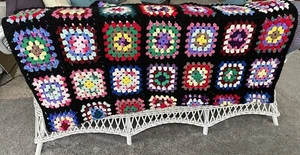 Vintage Hand Crocheted Granny Square Afghan Throw 46” X 68”. - Picture 1 of 4