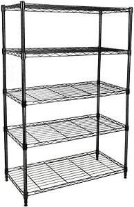 Simple Deluxe 5-Tier Shelving Unit Storage Metal Wire Rack Organizer with Wheels
