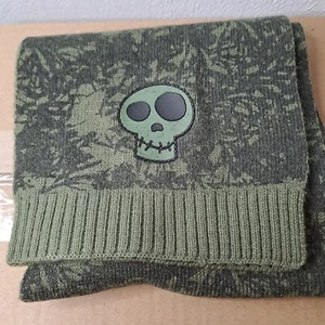 Scarf Green Grey With Skull 7 X 50" - Picture 1 of 4