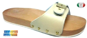 MAURI ZOCCOLI LEGNO CIABATTE UOMO BEIGE MADE IN ITALY - Imagen 1 de 12